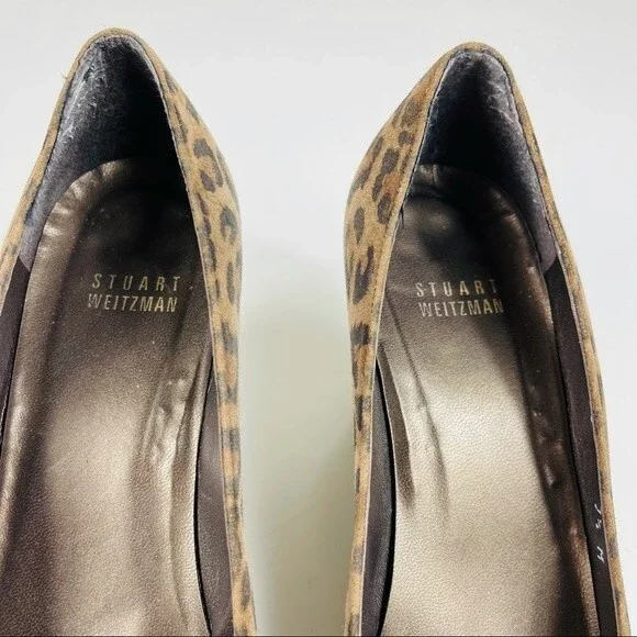 Stuart Weitzman Animal Leopard Cheetah Print Suede Leather Wedge Shoes Size 7.5 - Picture 7 of 16
